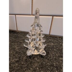 Vintage The Import Collection Clear Glass Christmas Tree Figurine 5 Inch Taiwan